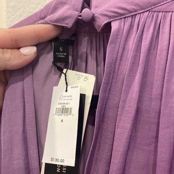 NWT Banana Republic Purple Dress Sz Small Maxi Tea Length Slit Back Long Sleeve - Picture 3 of 9